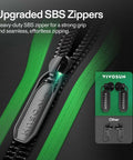 Close-up of upgraded SBS zipper on S3018 30x18x36 Grow Tent With High Reflective Mylar Observation Window Floor Tray Ventilation Ready Enclosure.
