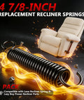 Heavy Duty Replacement Recliner Springs 4 7 8 Inch Extension Hardware featuring three quarter offset hooks and twenty nine coils.