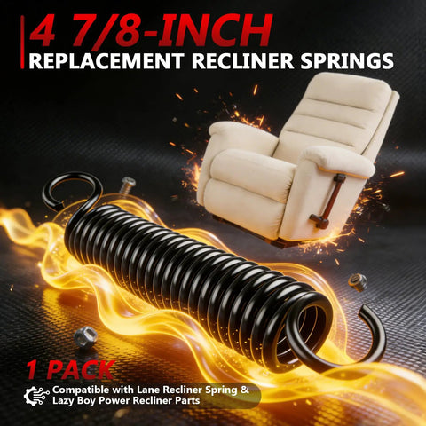 Heavy Duty Replacement Recliner Springs 4 7 8 Inch Extension Hardware featuring three quarter offset hooks and twenty nine coils.