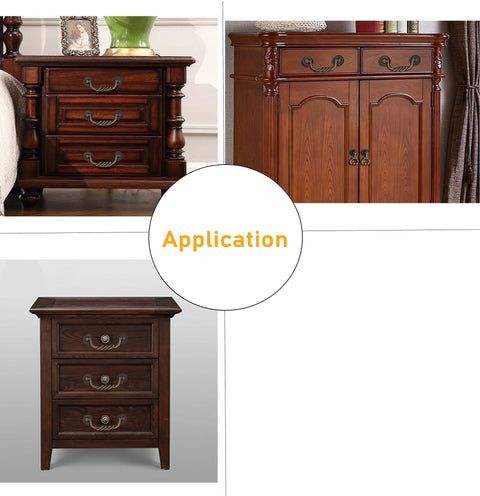 Vintage Bronze Tone And Black Cabinet Pulls 12 Pack Zinc Alloy Handles installed on dresser, cupboard, and drawer