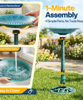 Outdoor Solar Fountain Bird Bath With 20 Inch Bowl In Green Polyresin Pedestal Weatherproof Garden Bird Bath Set Solar Powered