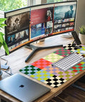 Retro Checkered Desk Mat Large Mouse Pad For Gaming And Work Ultra Smooth Surface Anti Slip With Stitched Edges on desk