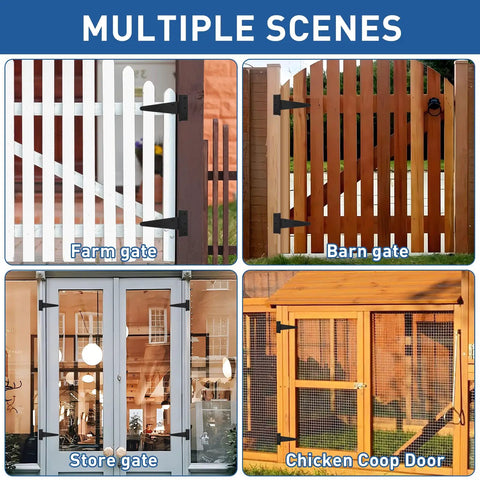 Heavy Duty T Strap Gate Hinge Set For Barn Doors And Garden Gates Black Wrought Iron Rustproof Hinge with gates and doors