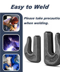 Front view: pair of 3/8 in forged steel weld-on chain grab hooks