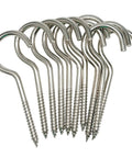 10 Pack Badass Nickel Plated Steel Screw Hooks Massive 4 Inch Shank With Giant 1.5 Inch Eye Swag for heavy duty storage