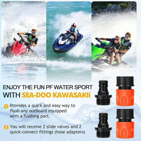 2 Pack Quick Connect Flush Kit For Kawasaki 4 Stroke Jet Skis And SeaDoo PWC Engine Flush Adapter Compatible With Honda Yamaha Outboards Water Hose Cleaning Kit