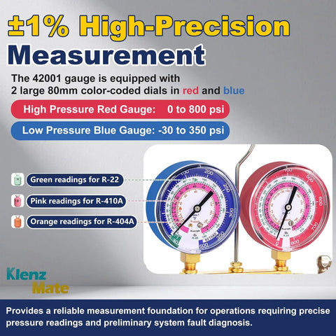 Professional Grade Heavy Duty Shop Ready Hvac Manifold Gauge Set Featuring Brass Valves And Color Coded Dials Designed For R22 R404a R410a Refrigerant Charging Leak Detection Ac Repair