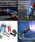 Portable Spark Gap Arc Generator Handheld Tesla Coil Gun Touchable Artificial Lightning Adjustable Precision Dual Mode Dope Science Experiment Tool For Teens And Curious Makers Rechargeable Power With Global 110 240V Compatibility, blue acrylic shell, 10cm arc