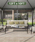 Front view of 12 By 10 Foot Gazebo With Double Roof And Mosquito Netting For Outdoor Parties Heavy Duty Backyard Patio Tent