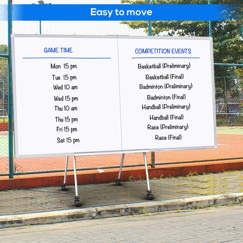 Pro Grade Wall Mounted Magnetic Whiteboard 72 By 48 Inches With Aluminum Frame Foldable Marker Board on stands outdoors