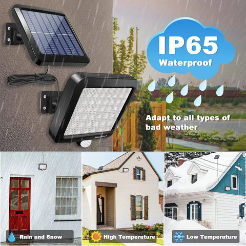 Outdoor Solar Motion Sensor Wall Lights With 56 LEDs, IP65 Waterproof Separable Solar Porch Light, installed in rain conditions