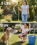 Compact Cordless Stick Water Transfer Pump For Outdoor Tank Draining And Emergency Fluid Removal, 4.5 lbs, used for watering dog and outdoor tasks.