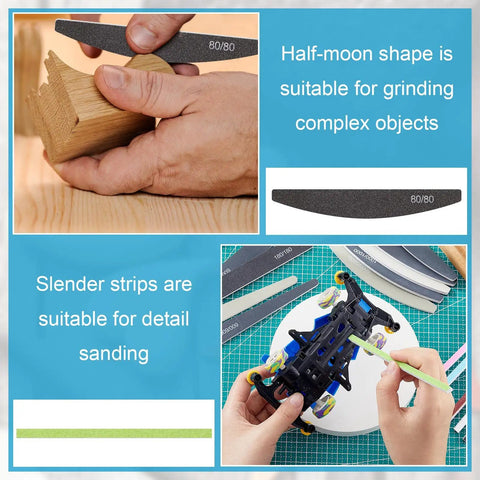 Hands using 60 Piece Sanding Sticks Set For Plastic And Wood Models With 30 Polishing Sticks And 30 Sanding Twigs In Assorted Grits