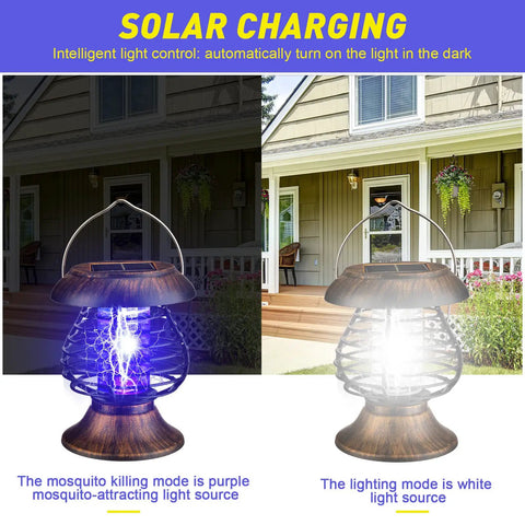 Solar Bug Zapper Outdoor Waterproof Mosquito Killer Lamp With Plastic Ring for Yard and Patio Solar Powered Insect Zapper