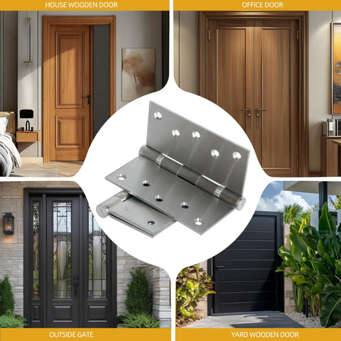 Heavy Duty Stainless Steel Ball Bearing Door Hinges Rock Solid 5 Inch Square Corner Design on display for various doors.
