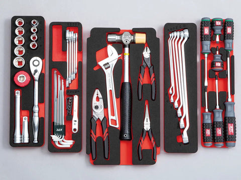 52 Piece Pro Grade Tool Set in red case for heavy machinery, large vehicles and farm equipment maintenance and repairs