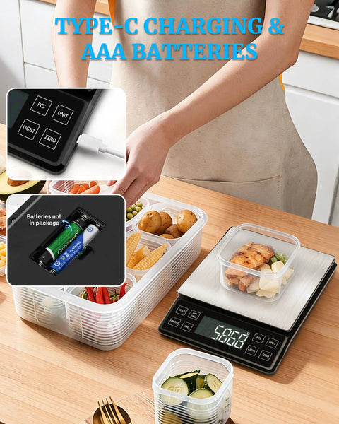 Pro Grade Kitchen Scale For Meal Prep And Baking, 11Lb Capacity, Precise 0.1g Graduation, rechargeable digital scale on counter