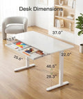 Glass Standing Desk With Drawer 37 X 22 Inches Adjustable Height With Four Preset Levels One Piece Tempered Glass Top White Desk