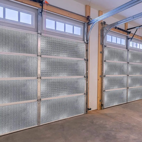 Top Tier Heavy Duty Reflective Insulation Foil Kit For Garage And Warehouse Doors Serious Heat Blocker With No Sweat Installation Includes Five 24 Inch By 12 Foot Rolls Ready To Go on garage doors.