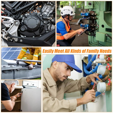 Collage of machinery repairs, DIY projects showcasing 245 Piece M6 Grade 8.8 Nuts And Bolts Kit With Yellow Zinc Finish