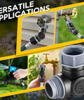 Swivel Garden Hose Connector With 180 And 360 Degree Rotations, Three Quarter Inch Fit, No Fuss Easy Flex Outdoor Faucet Extender For Tight Spaces Around Walls And Corners, Beds And RV Hookups, Stops Kinks And Tangling, black plastic with gray fittings
