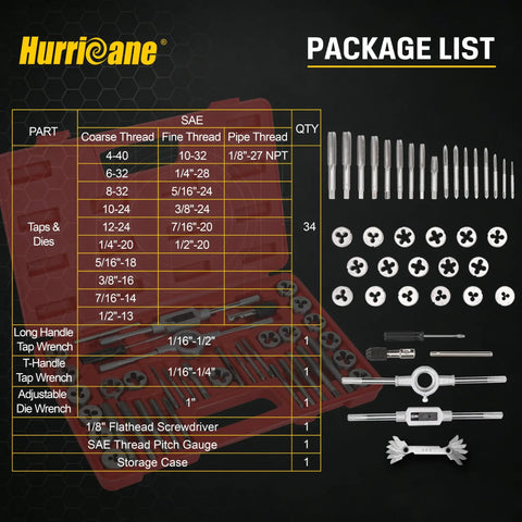 The Ultimate 80 Piece Tap And Die Set With Sae Metric Sizes For Auto Repair Pros Who Need Serious Thread Fixing Power GCr15 Steel Durability, SAE tap and die kit with case