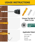 Usage instructions for Drywall Anchors And Screws Kit With 135 Push In Anchors And 135 Flat Head Screws