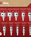 Carbide Hole Saw Kit 12 Pieces From Five Eighth Inch To Two And One Eighth Inch Tough As Nails Set, size range display