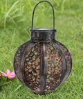 Two Pack Hanging Solar Lanterns Outdoor Copper Finish Vintage Style Solar Powered Lights For Yard Decor Waterproof LED 6 Lumens