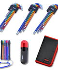 Jumbo Allen Wrench Set With 29 Pieces Torx SAE And Metric Hex Keys Folding Tool T Handle And Storage Case, colorful and compact.