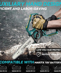 Person using Two In One Cordless Mini Chainsaw With 800W Brushless Motor, 8 Inch And 6 Inch Cutting Bars, Auto Oiler, No Battery Included