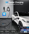 Level 2 EV Charger For Home Use 40 Amp Fast Charging 9.6kW 240V With NEMA 14-50 Plug J1772 Connector 25Ft Cable WiFi Smart App