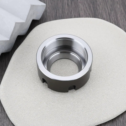 2 Pack ER32 Collet Clamping Nuts With M40x1.5 Thread For CNC Milling, black finish, shown on a textured surface, pro grade durability