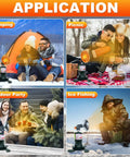 8500 BTU Portable Propane Heater For Outdoor Camping With Piezo Ignition Your Go To Gear For Patio Tent Picnic Ice Fishing Includes Base Holder And Storage Case Tank Not Included in use for camping, picnic, outdoor party, and ice fishing applications.