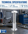 Top Shelf Assorted 304 Stainless Steel Cross Round Head Screws With Barrel Nuts Assembly Kit M3 M4 M5 M6 And M8 Sizes displayed with large truss head.