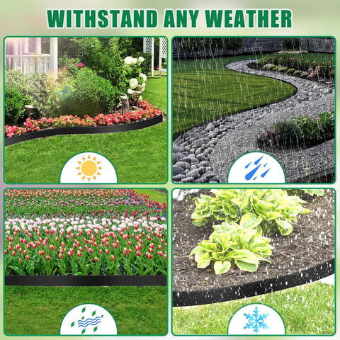 Sturdy Landscape Edging Border Kit For Garden Beds And Yards 40 Ft Long 2 In Tall Includes 40 Stakes No Dig Lawn Edging For Landscaping Thickened Top Edge At 0.15 Inch For Durable Flower Bed Borders Outdoors in various weather conditions.
