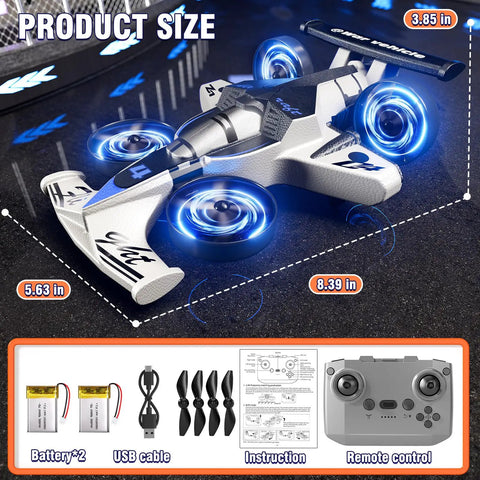 Totally 2 In 1 Remote Control RC Plane And Car That Lets You Ride And Fly Foam Indoor Outdoor Racer with glowing wheels and accessories
