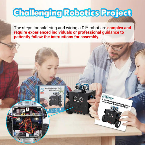 DIY Robot Kit Soldering Project For Teens And Adults With Time And Expressions Display Interactive Robot Car Soldering Practice Kit STEM Education For Back To School And Hands On Experiments, family building robot