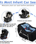 Airplane Ready Infant Car Seat Travel Bag With Padded Interior And Side Pocket Gate Check Friendly For Most Car Seats And Bases Fits Pipa And KeyFit 30 Black Travel Essential dimensions shown with various car seats