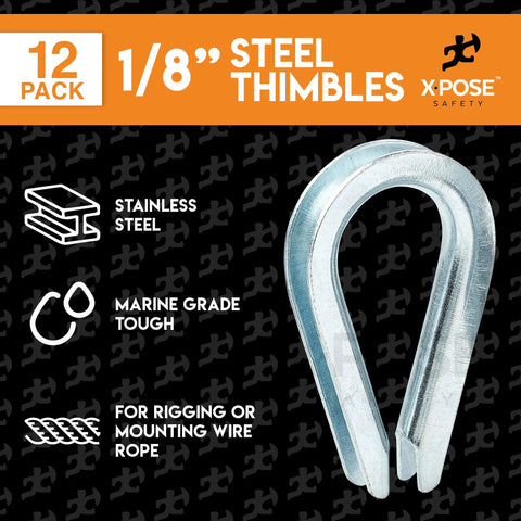 Heavy Duty Stainless Steel Wire Rope Thimbles 1/8 Inch Marine Rigging Sailing Thimble Kit, single thimble on black background.