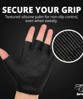 Grippy Water Sports Rowing Gloves With Silicone Palm For Indoor Rowing And Paddling Unisex Anti Slip Grip shown in black XS size