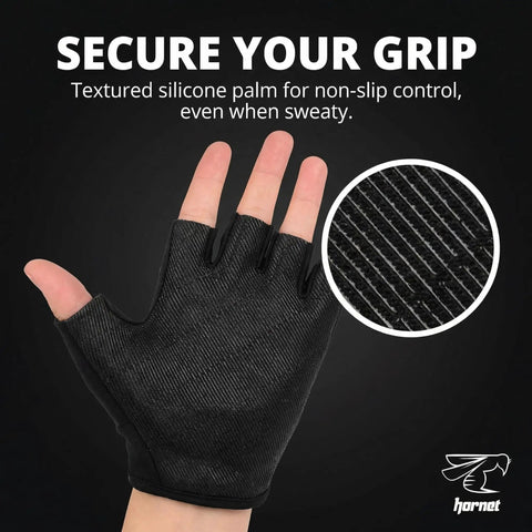 Grippy Water Sports Rowing Gloves With Silicone Palm For Indoor Rowing And Paddling Unisex Anti Slip Grip shown in black XS size