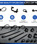 200 Piece Car Wire Loom Routing Clips Kit With 14 Clip Sizes And 4 Universal Push Mount Zip Ties displayed on table