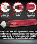 Heavy Duty Deburring Tool With Countersink Hand Reamer And 11 HRC64 Blades featuring ergonomic red handle and sharp steel blade