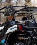 Double Tier Roll Bar Gun Rack For Trucks, ATVs, UTVs And Snowmobiles With Heavy Duty Tool And Shovel Mount on UTV roll bar.