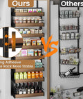 Image comparing Eight Tier Over The Door Pantry Organizer With Adjustable Wire Baskets And Heavy Duty Support Rails to another organizer.