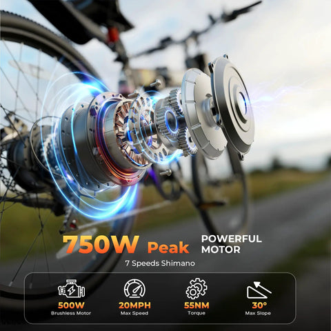 Folding Electric Bike With Peak 750W Power, All Terrain E Bike With 48V Removable Battery, Speeds Up To 25 MPH And Range Of 50 Plus Miles, Dual Disc Brakes And Full Suspension For City Streets And Trails, bike motor cutaway