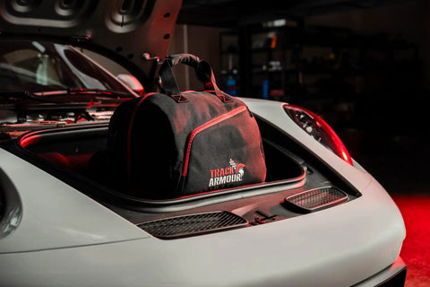 Fleece Lined Motorcycle And Racing Helmet Bag With Hidden Shoe Compartment Waterproof 600D Oxford Gear Carrier on car hood