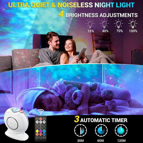 Lit Galaxy Projector With Remote Control And Timer creating starry sky in kids bedroom