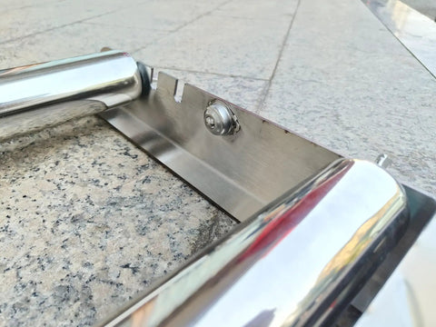 Close-up of Heavy Duty Cable Drum Roller For Heavy Wire Reels Stainless Steel Cable Roller Stand with shiny metal finish